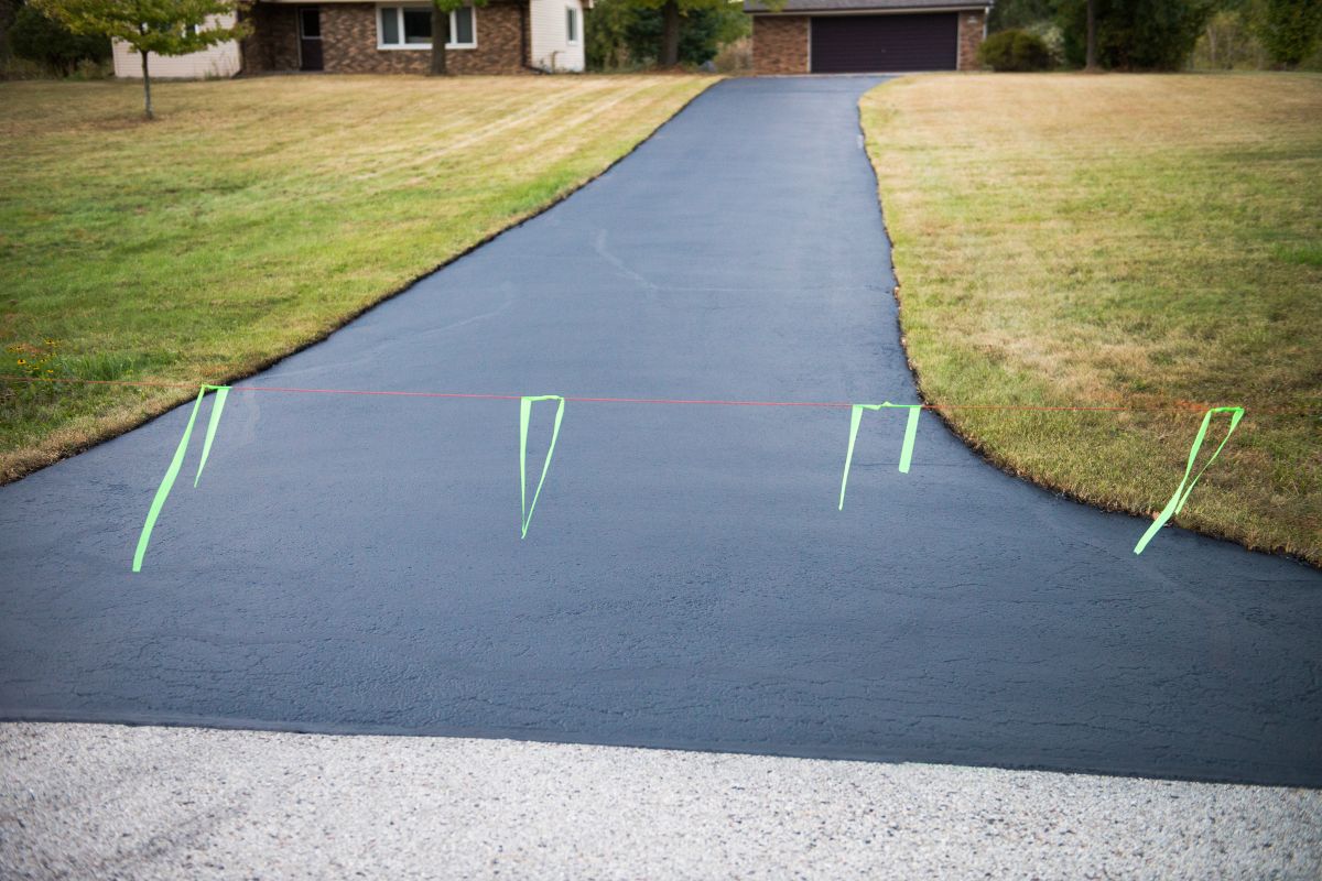 Blacktop Driveway with Clear Lines